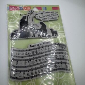 Stampendous Nativity Carol Cling Rubber Stamp Set CRS6003 Christmas Music Away